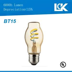 CRI90 6W 500lm Bt15 New Retro Spiral Filament LED Light Bulb