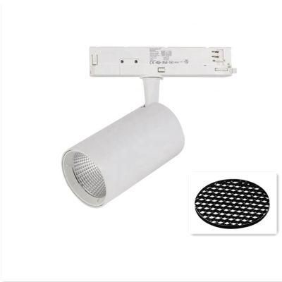 3 Phase 15-35W LED Track Spot Lamp with Honeycomb Grid Mesh Anti-Glare COB Track Light