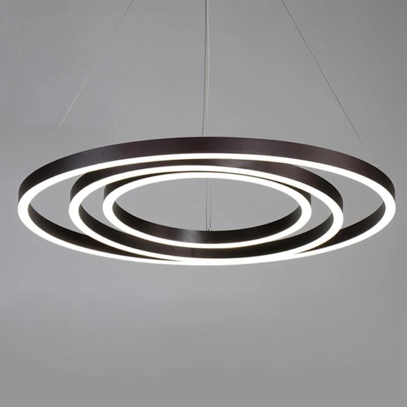 2022 Modern Dimmable Three Rings Acrylic Chandelier Office LED Lamps Loft Pendant Light