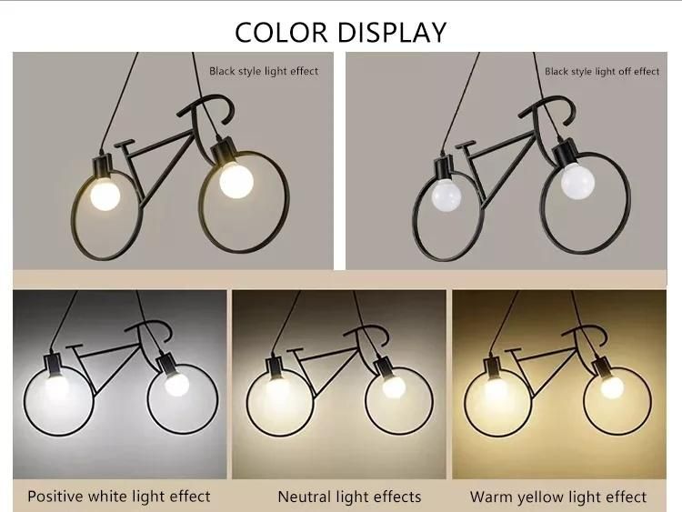Chandelier Iron Craft Bike Pendant Lamp Restaurant Ceiling Lamp E27 Industrial Style Decorative Lighting Height Adjustable