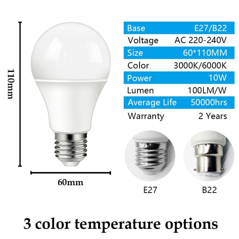 LED Smart Lighting Lamp 10W E27 B22 Light Sensor LED Light Bulb Night on Day off Intelligent Bulb Lamp with CE RoHS Approval