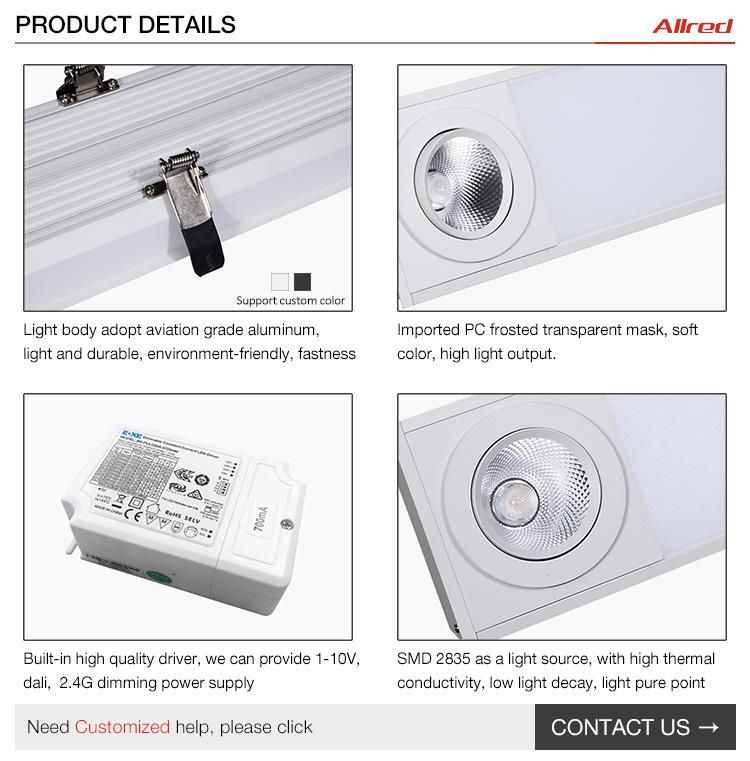 Aluminum Profile Ceiling Gypsum Recessed Linear Light LED Embedded Tube Light