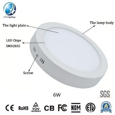 Hot Sale LED Bulb Aluminum LED Panellight Round Surface 6W with Ce RoHS