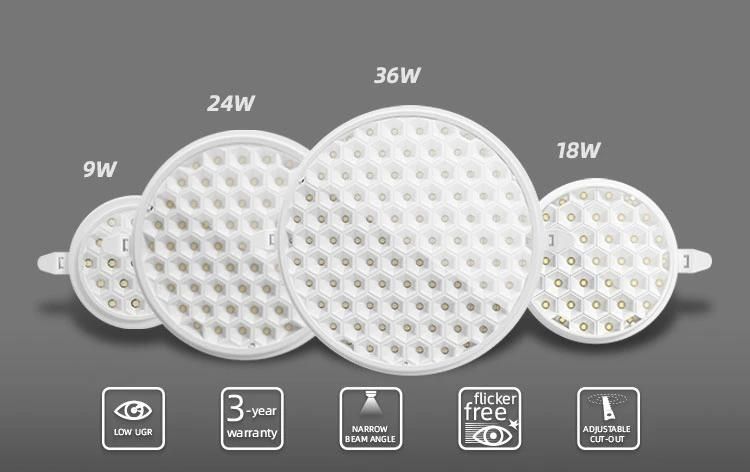 Keou New Round Anti Glare 90lm SMD Recessed Lamp Frameless LED Panel Light 18W