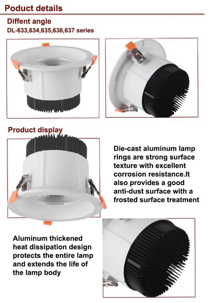 High Lumen Commercial 20W High Power Bright Office Indoor Ceiling Spot SMD COB LED Downlight