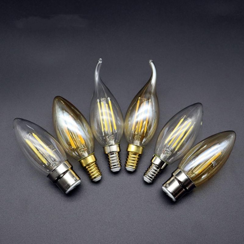 Chinese Factory Price LED Vintage Lamp C35 4W E14 Clear Glass Bulb Light Decorative LED Candle Filament Bulb for Indoor Lighting