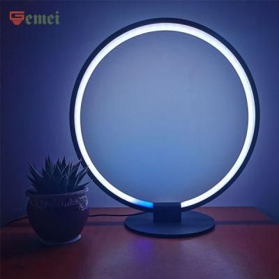 Energy-Saving LED Circle Table Lamp for Study LED Desk with USB Charging Port
