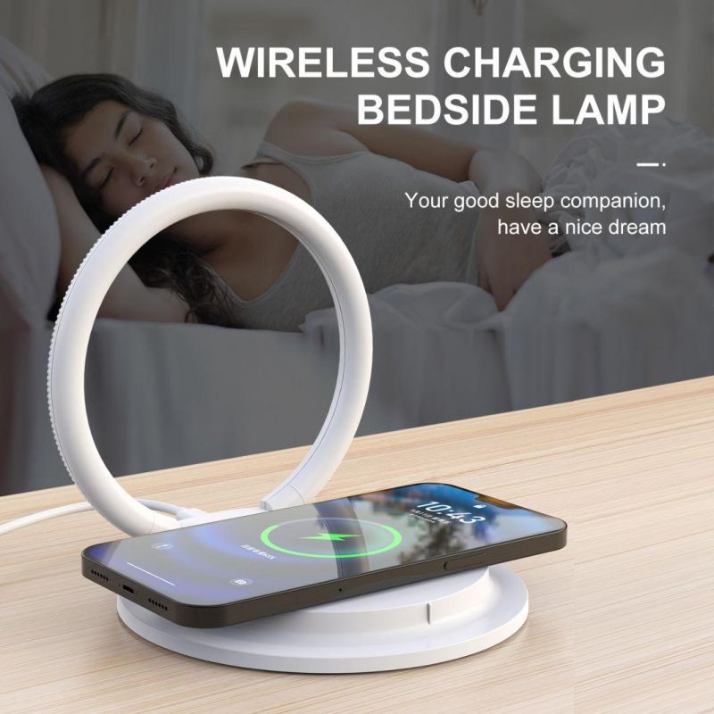 3 in 1 USB Rechargeable Wireless Charger Phone Holder Detachable Magic LED Desk Light
