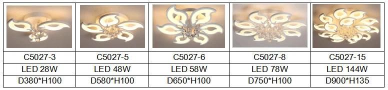 China Manufacturer Home Decorative Crystal Multi-Heads Acrylic Remote CCT LED Ceiling Lamp