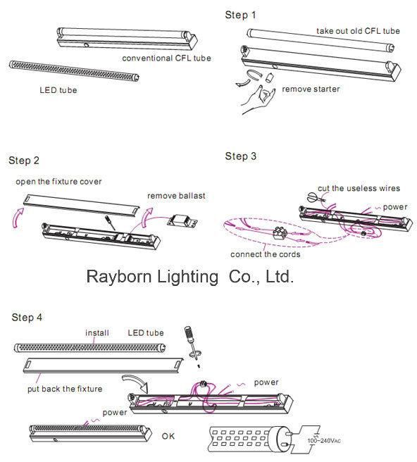 Nanomaterial 150lm/W High Lumen 4FT 1200mm T8 LED Tube Lighting