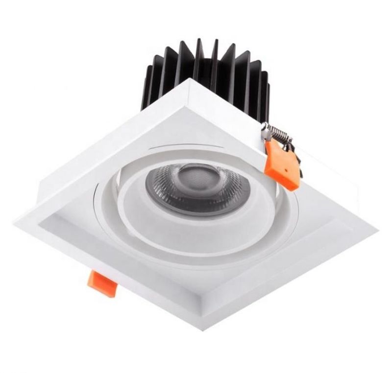 Single Double Heads 360 Degrees Adjustable COB Square LED Recessed Grille Downlight