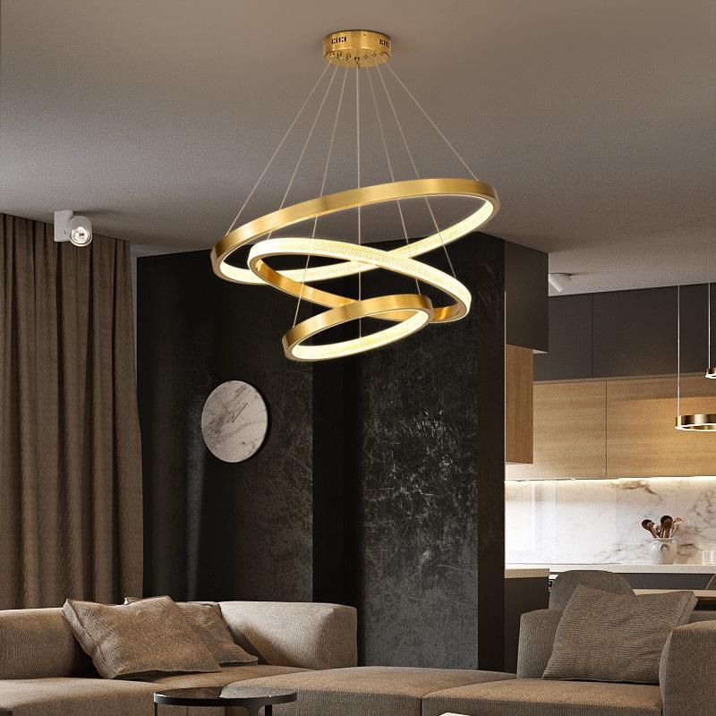 Restaurant Light Luxury Rings Creative Pendant Crystal Lamp