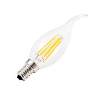 Clear Glass Cover + LED Filament Lamps Flame Shape F35 4W 3000K 4000K 6500K