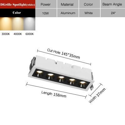 LED Grid Downlight Embedded COB 10W Linear Spot Light Lamp