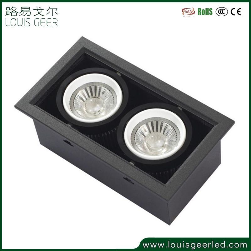 Commercial Hotel Lighting Single Triple COB 2*10W Square Recessed Grille Double Head LED Downlight LED Lamp