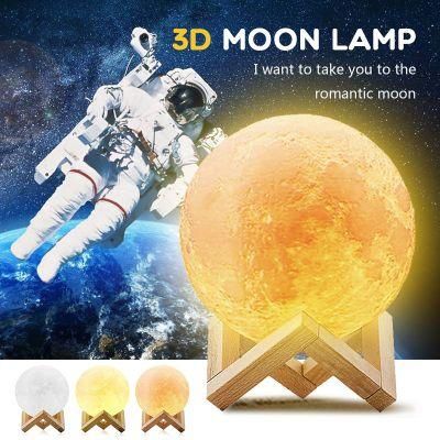 12cm 15cm 18cm 20cm 3D Moon Light Lamp Night Reading Light for Bed Room Decoration