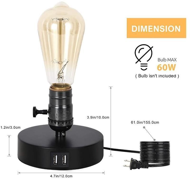 LED American Minimalist Modern Bedroom Bedside Night Light USB Charging Desk Lamp