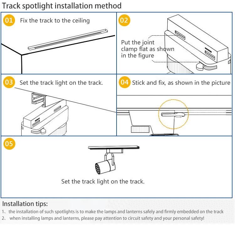 Factory Best Seller White/Black Tracking Rail Light LED COB Tracklight