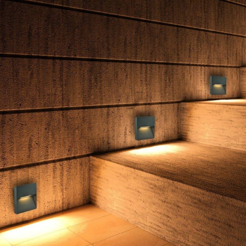 Modern IP54 Waterproof LED Step Light Surface Mount Wall Lamp Square LED Outdoor Stair Light for Garden Hallway Corridor