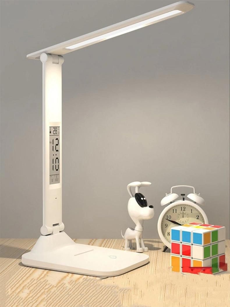 Folding Computer Desk Light Reading Lamps with Thermometer Calendar and Alarm Clock