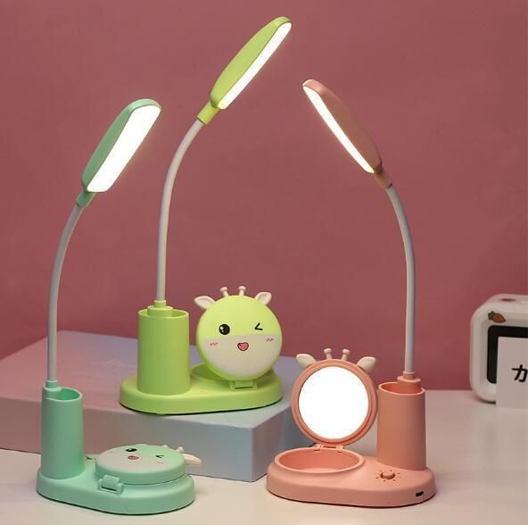 Mini Makeup Mirror Pen Holder LED Desk Light