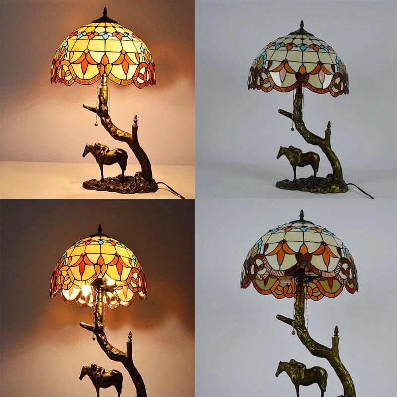 Tiffany Bronze Bedroom Decorative Lighting Stained Glass Table Lamp