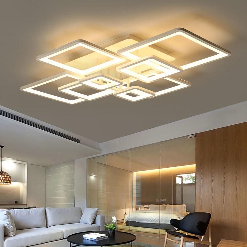 Zhongshan Factory Square Modern Acrylic LED Ceiling Lights for Living Room Decor