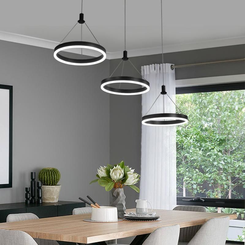 3 Heads Rings Aluminium Acrylic Hanging Pendant Lamp LED