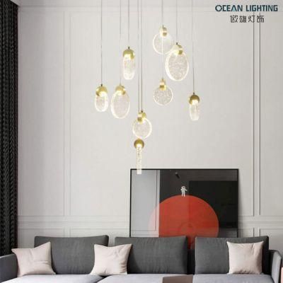Aluminum Indoor Decorative Long Hanging Bubble Crystal Chandelier Lighting