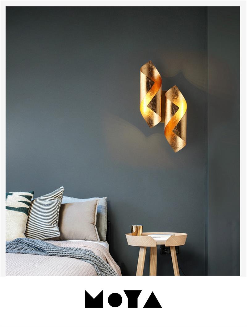 European Style Interior Contemporary Decor Designer Lamp LED Golden Wall Lamp