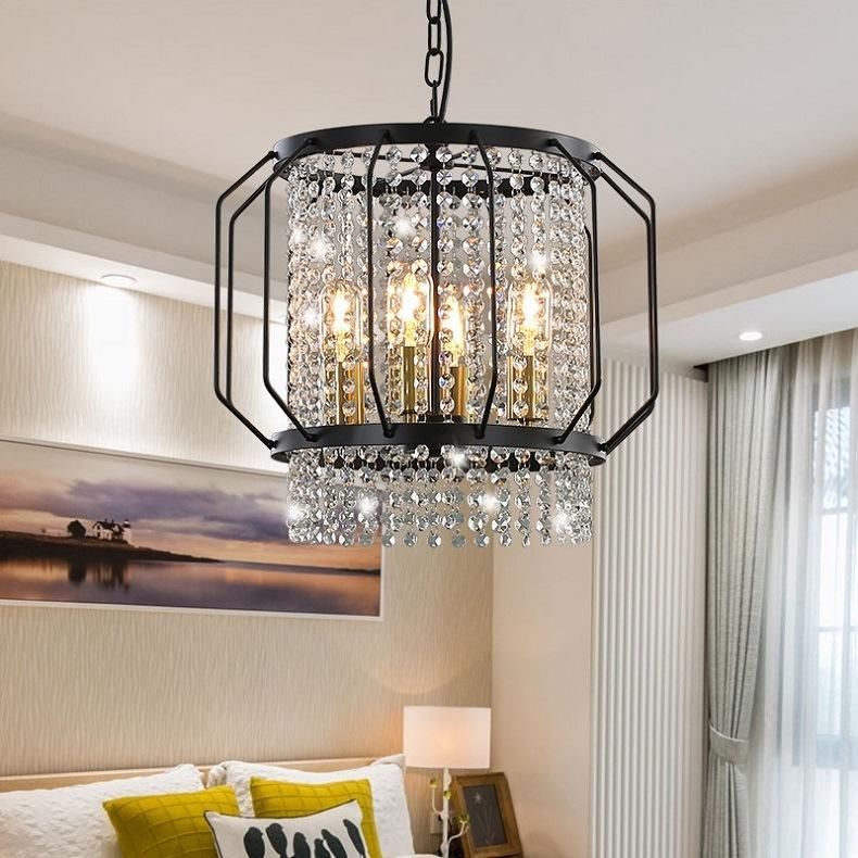 North America Crystal Chandelier Modern Hanging Pendant Light Decorative Metal Shade Pendant Lamp