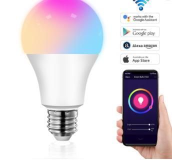 Smart Wireless RGB Multicolor Dimmable WiFi APP E26 E27 B22 Control Smart LED Bulb