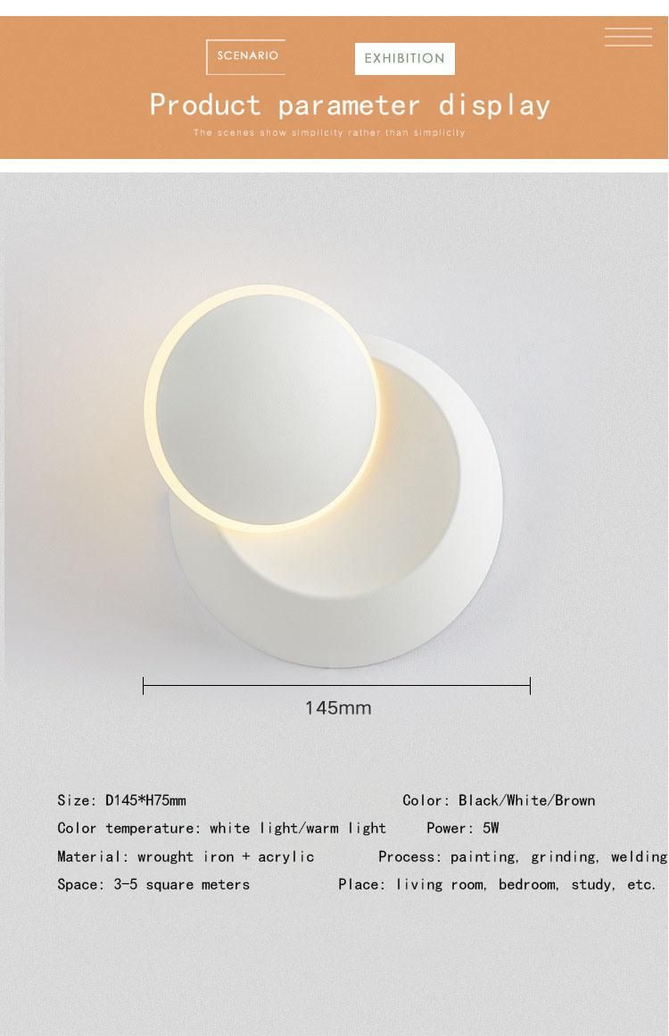 Simple LED Wall Lamp Creative Rotating Nordic Wall Lamp Creative Bedroom Bedside Lamp