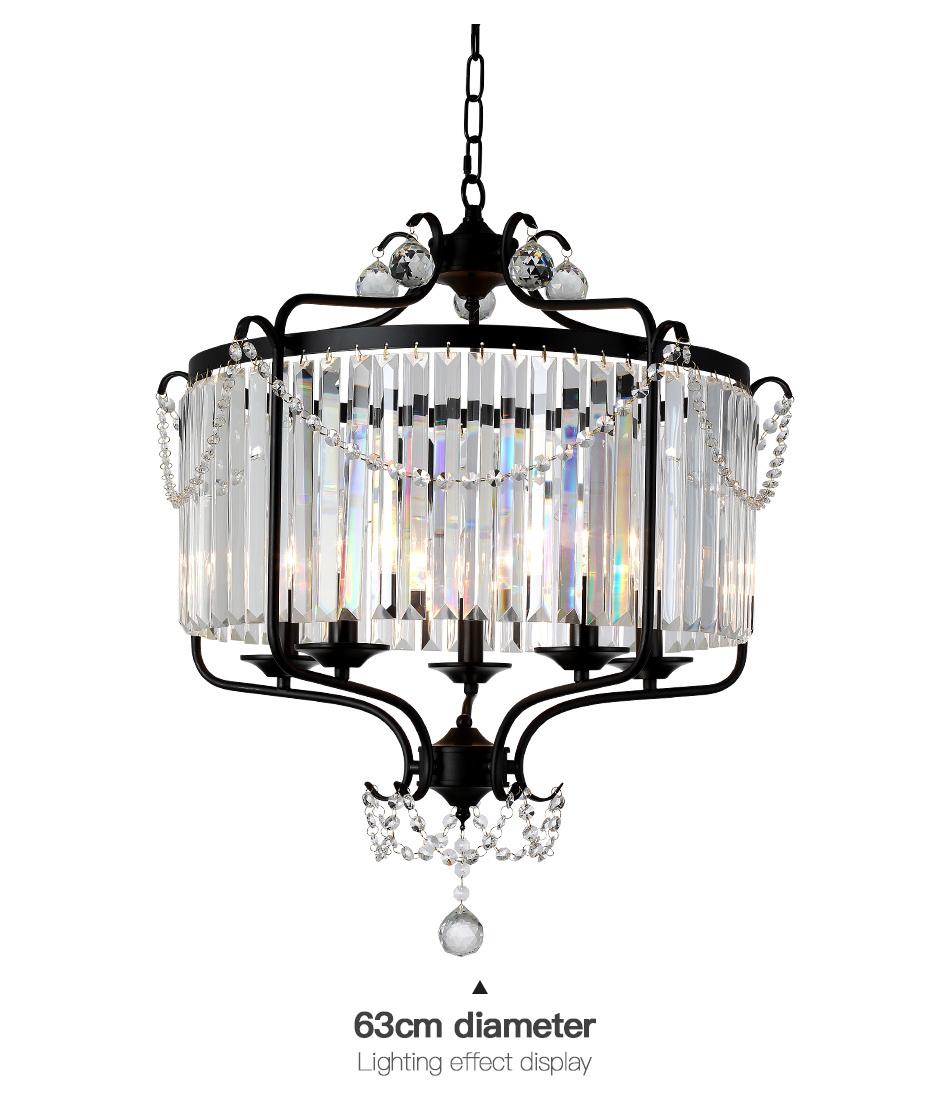 Hanging Lamp American Black Pendant Lighting Luxury Modern Chandelier for Living Room