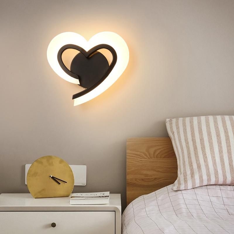 Romantic Heart Shape Acrylic Lights LED Wall Lamp Stair Bedside Indoor Light