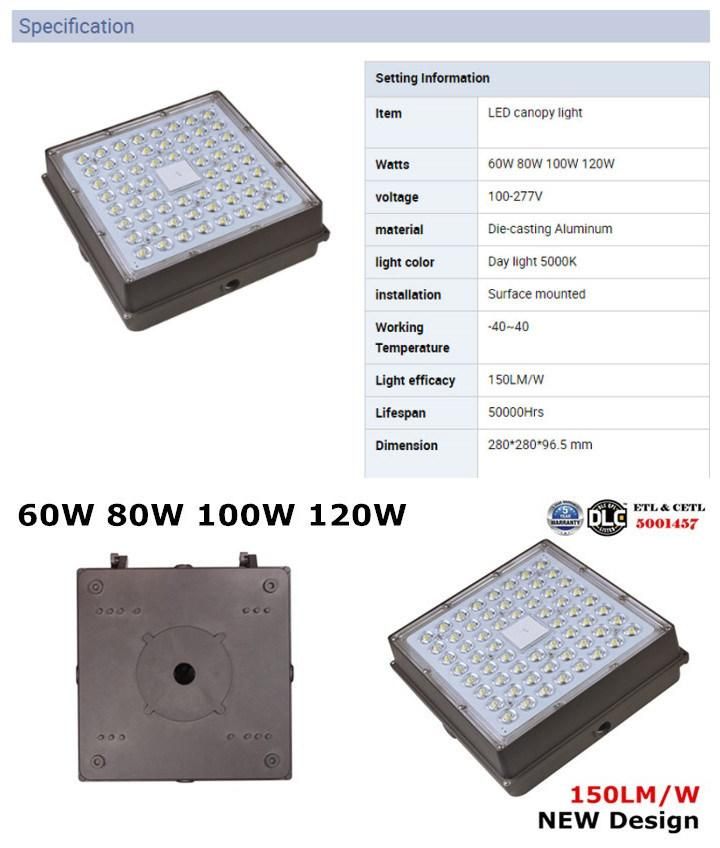 High Power LED Canopy Light for Gas Station Petrol Station