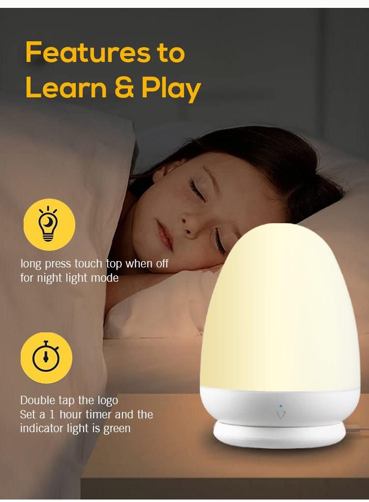 Dimmable Bedside Lamp Warm White Night Lamp Rechargeable Nursery Lamp