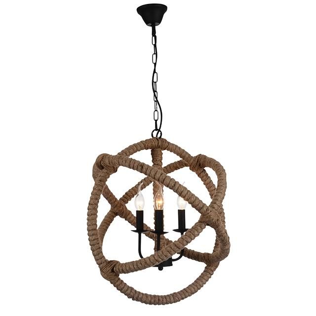 CE RoHS UL American Retro Hemp Rope Iron Home Lighting Hanging Indoor Pendant Lamp