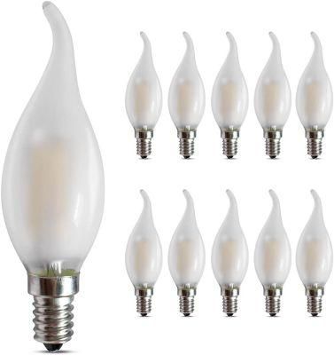 B35 C35 Candle Flame Tip Frosted Glass Chandelier Bent Tip LED Filament Light Bulb