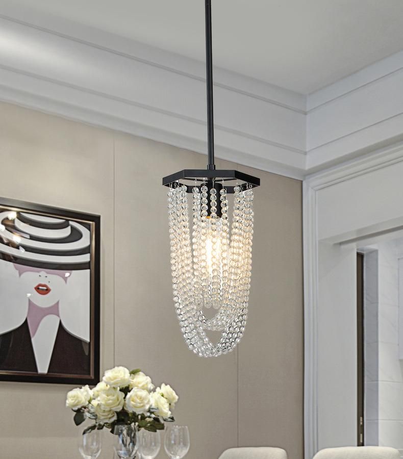American Simple Wrought Iron Chandelier Restaurant Creative Retro Crystal Chandelier