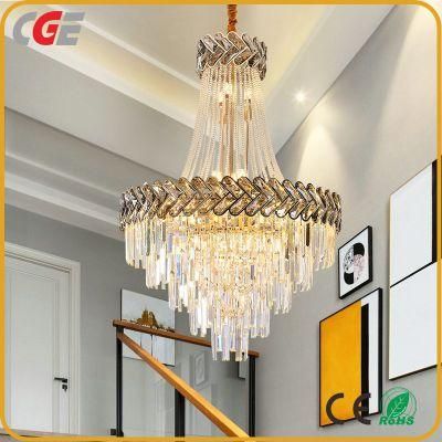 Large Project Indoor Hotel Lobby Villa Decoration Pendant Light Luxury Crystal K9 LED Chandelier