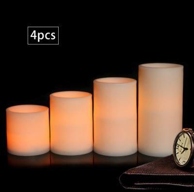 Warm White Flashing Pillar Shape 4PCS Electric LED Candle Light Set for Christmas Decoration