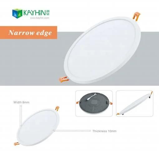 Office Indoor Recessed Surface Ceiling Panellight Recessed Aluminum Plastic 6W/9W/12W/18W/24W Round Frameless LED Panel Light