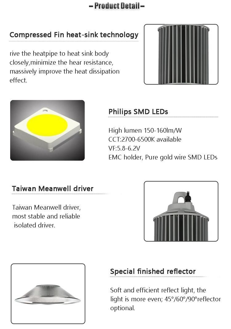 Wholesale 5years Warranty Excellent-Chips Aluminium 130lm/W 60W - 400W Indoor Stadium Warehouse LED High Bay Light (CS-RGA)