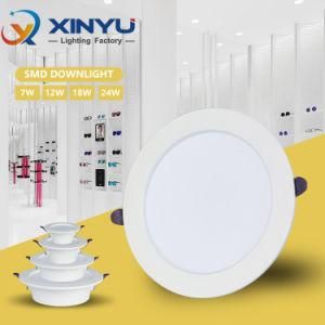 High Quality Indoor Spot Light Three Color Energy Saving Round Recessed LED Downlight