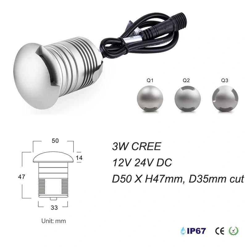 3W CREE IP68 LED Spotlight 12V 24V Garden Landscape Light