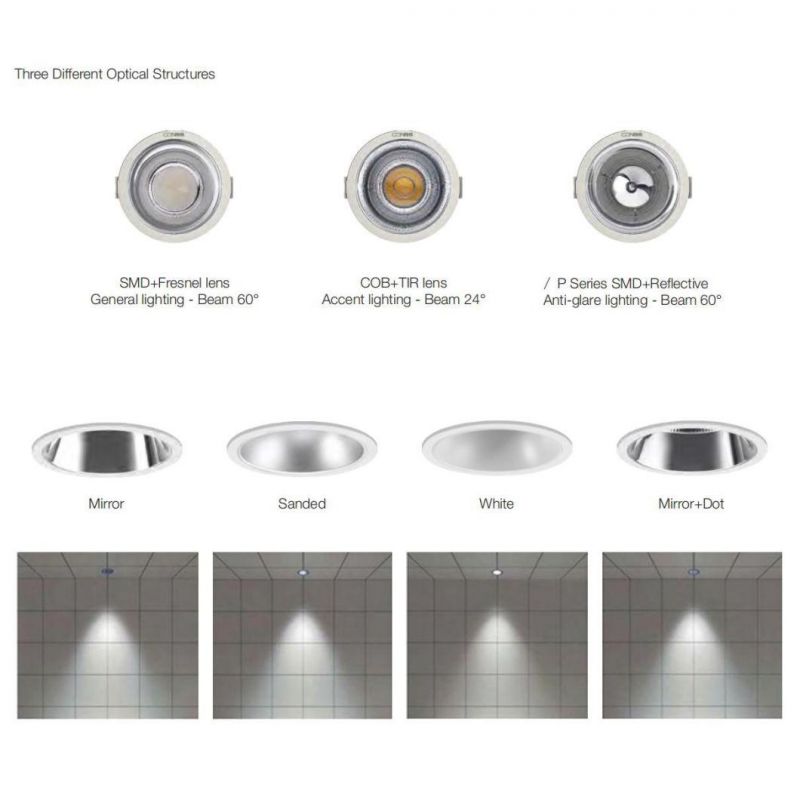 35W 45W High Power Ra>90 SMD COB Anti Glare Aluminum Alloy Die Casting LED Downlight Spot Light with Dali 0-10V Dimmable IP55 Waterproof