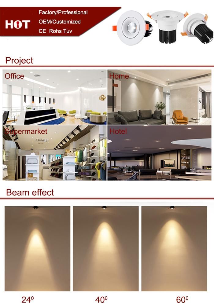 Office Japan Aluminium 3000K Warm White/Cool White 30W Spot COB LED Downlights