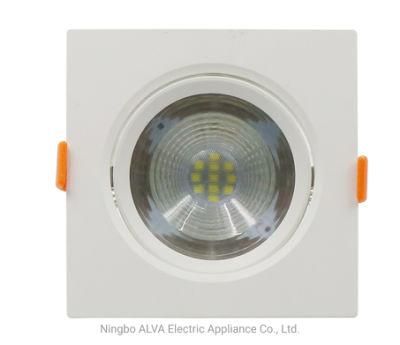 Recessed Die-Casting Aluminium Spot Light 5W COB LED Square Rotable PC Downlight