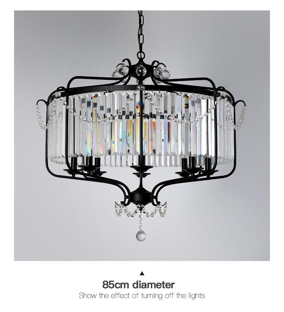 Hanging Lamp American Black Pendant Lighting Luxury Modern Chandelier for Living Room